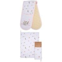 Feathered Friends Double Oven Glove (Wren) & Tea Towel